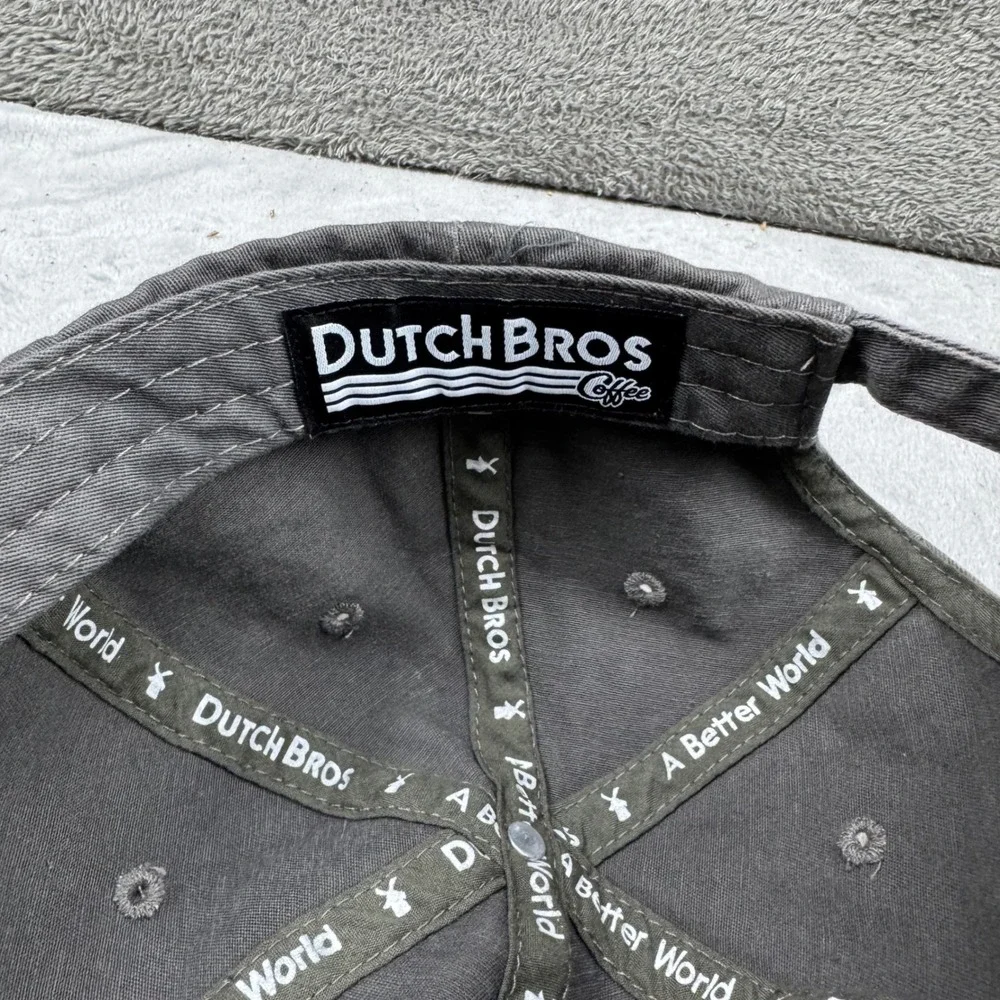 Dutch‎ Bros Coffee Hat Mens OSFM Gray Excellent Tulip Logo Adjustable Strapback